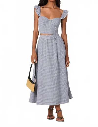 Astr Wylda Gingham Skirt In Blue