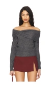 Astr The Label Wylie Off-the-shoulder Sweater In Grey