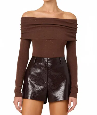 Astr Wynn Faux Leather Shorts In Dark Brown