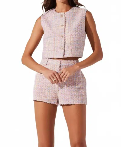 Astr Wynn Tweed Vest In Pink