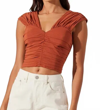 Astr Xandra Ruched Crop Top In Rust In Red