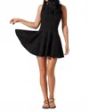 Astr The Label Cowl Neck Mixed Media Minidress In Black