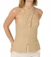 Astr The Label Yaritza Halter Neck Vest Top In Neutral