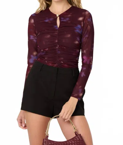 Astr Yasmine Top In Dark Plum Multi In Burgundy