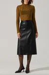 Astr Yuria Faux Leather Midi Skirt In Black In Black