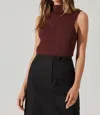 Astr The Label Zea Sleeveless Funnel Neck Rib Sweater In Red