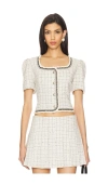 Astr The Label Zoela Tweed Crop Jacket In Cream