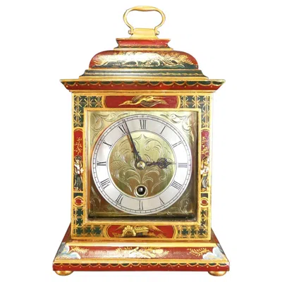 Pre-owned Astral Chinoiserie Decorated Mantel Clock By , Coventry In Brown
