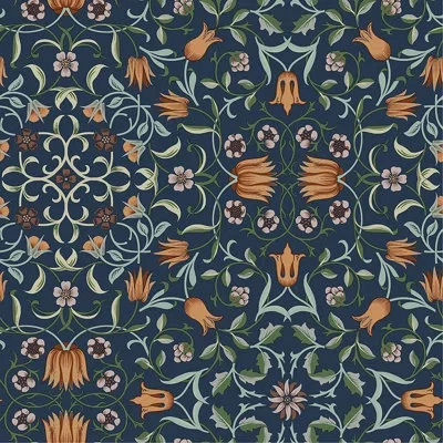 A-street Prints Arnell Floral Roll In Dark Blue