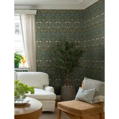 A-street Prints Bird Floral Thicket Wallpaper In Muticolor