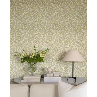 A-street Prints Oak Tree Floral Roll In Light Yellow