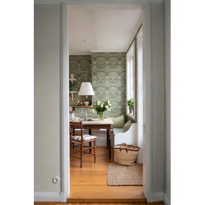 A-street Prints Spring Thicket Dove Tulip Damask Wallpaper In Green