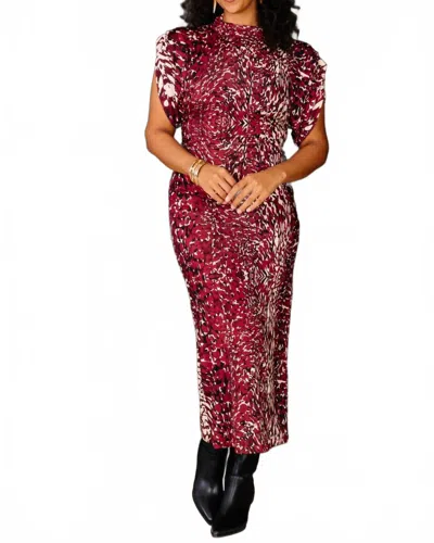 Astrid Abstract Print Dress In Wine In Pink