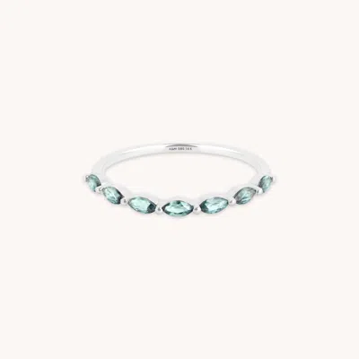 Astrid &amp; Miyu Alexandrite Marquise Band Ring In Solid White Gold In Blue