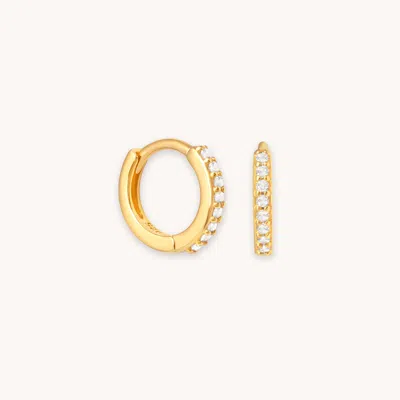 Astrid &amp; Miyu April Birthstone Huggies In Gold With Clear Cz