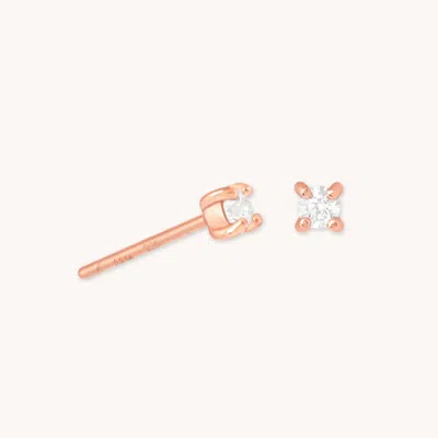 Astrid &amp; Miyu April Birthstone Stud Earrings In Rose Gold With Clear Cz In Pink