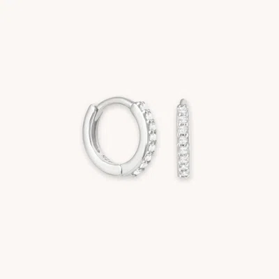 Astrid &amp; Miyu April Clear Cz Birthstone Huggies In Silver | 7mm | Birthstone Jewellery By  In Gold