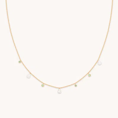 Astrid &amp; Miyu Aqua &amp; Pearl Charm Necklace In Gold