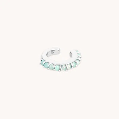 Astrid &amp; Miyu Aqua Chalcedony Ear Cuff In Silver In Metallic