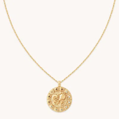 Astrid &amp; Miyu Aquarius Bold Zodiac Pendant Necklace In Gold