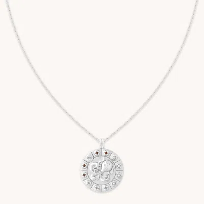 Astrid &amp; Miyu Aquarius Bold Zodiac Pendant Necklace In Silver In Metallic