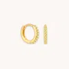 Astrid &amp; Miyu August Birthstone Huggies In Gold With Peridot Cz | Birthstone Jewelled Hoop Earri
