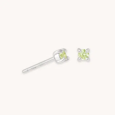 Astrid &amp; Miyu August Birthstone Stud Earrings In Silver With Peridot Cz | Jewelry By Astrid &amp