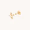 Astrid &amp; Miyu Beaded Curved Piercing Stud In Solid Gold
