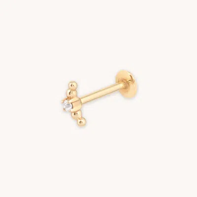 Astrid &amp; Miyu Beaded Curved Piercing Stud In Solid Gold