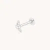 Astrid &amp; Miyu Beaded Curved Piercing Stud In Solid White Gold
