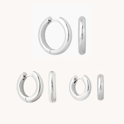 Astrid &amp; Miyu Bold Hoops Gift Set In Silver