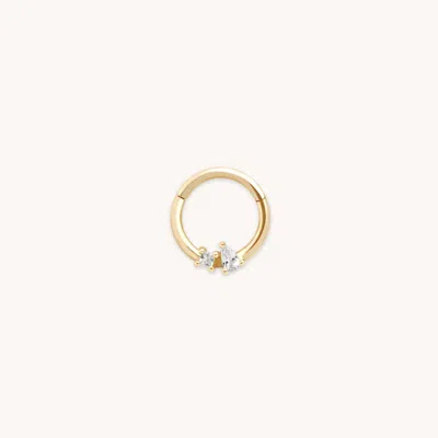 Astrid &amp; Miyu Cluster Topaz Daith Hoop In Solid Gold