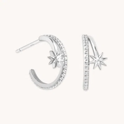 Astrid &amp; Miyu Cosmic Illusion Crystal Hoops In Metallic