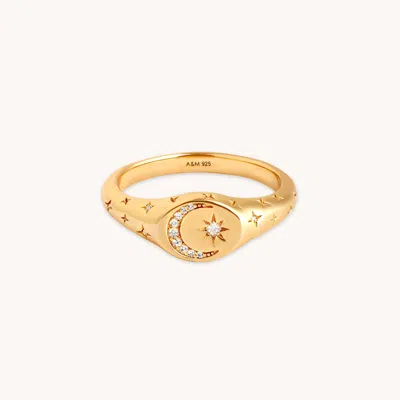 Astrid &amp; Miyu Cosmic Signet Ring In Gold