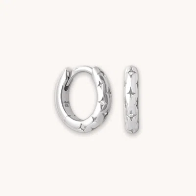 Astrid &amp; Miyu Cosmic Star Bold Huggie Hoop Earrings In Silver | Jewellery By  In Metallic