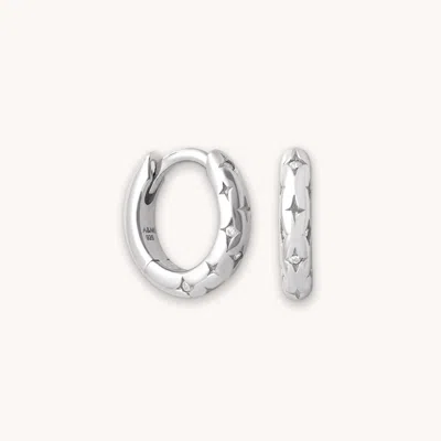 Astrid &amp; Miyu Cosmic Star Bold Huggie Hoop Earrings In Silver | 11mm | Mother's Day Gift | Jewel In Metallic