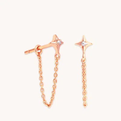 Astrid &amp; Miyu Cosmic Star Chain Stud Earrings In Rose Gold