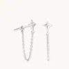 Astrid &amp; Miyu Cosmic Star Chain Stud Earrings In Silver