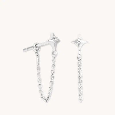 Astrid &amp; Miyu Cosmic Star Chain Stud Earrings In Silver In Metallic