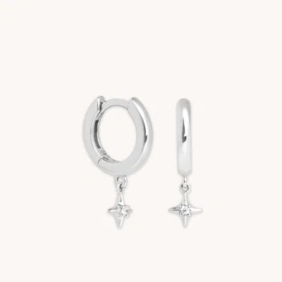 Astrid &amp; Miyu Cosmic Star Charm Huggies In Silver In Metallic