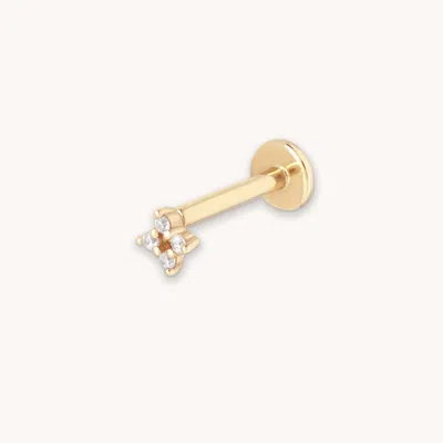 Astrid &amp; Miyu Cosmic Star Crystal Piercing Stud In Solid Gold
