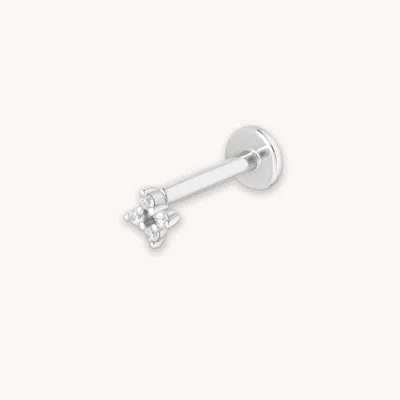 Astrid &amp; Miyu Cosmic Star Crystal Piercing Stud In Solid White Gold | Mother's Day Gift | Jewelr