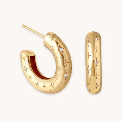 Astrid &amp; Miyu Cosmic Star Dome Hoops In Gold | Bold Hoop Women's Earrings | Jewellery By