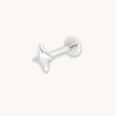 Astrid &amp; Miyu Cosmic Star Piercing Stud In Solid White Gold In Metallic