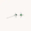 Astrid &amp; Miyu Cosmic Star Tsavorite Stud Earrings In Solid White Gold