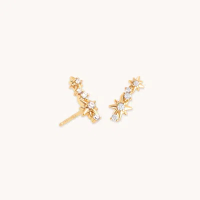 Astrid &amp; Miyu Crawler Crystal Stud Earrings In Gold
