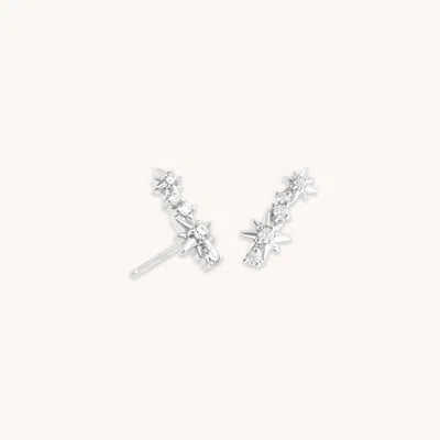 Astrid &amp; Miyu Crawler Crystal Stud Earrings In Metallic