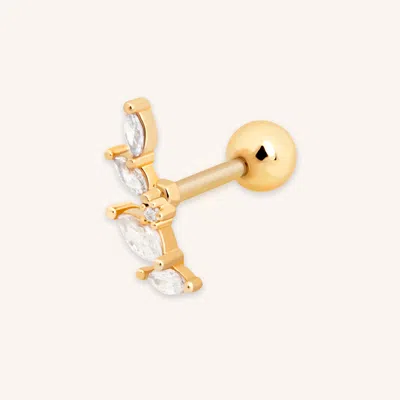 Astrid &amp; Miyu Crystal Barbell Earring In Gold | Elegant Gold Plated Stud Earrings | Ear Piercing Jewellery For Upp