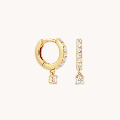 Astrid &amp; Miyu Crystal Charm Huggies In Gold