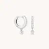 Astrid &amp; Miyu Crystal Charm Huggies In Silver